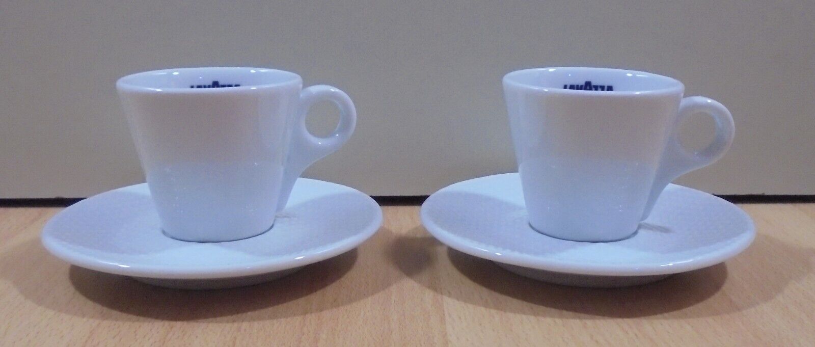 LAVAZZA ESPRESSO COFFEE ADVERTISIGN SET OF TWO CERAMIC CUPS WITH SAUCERS