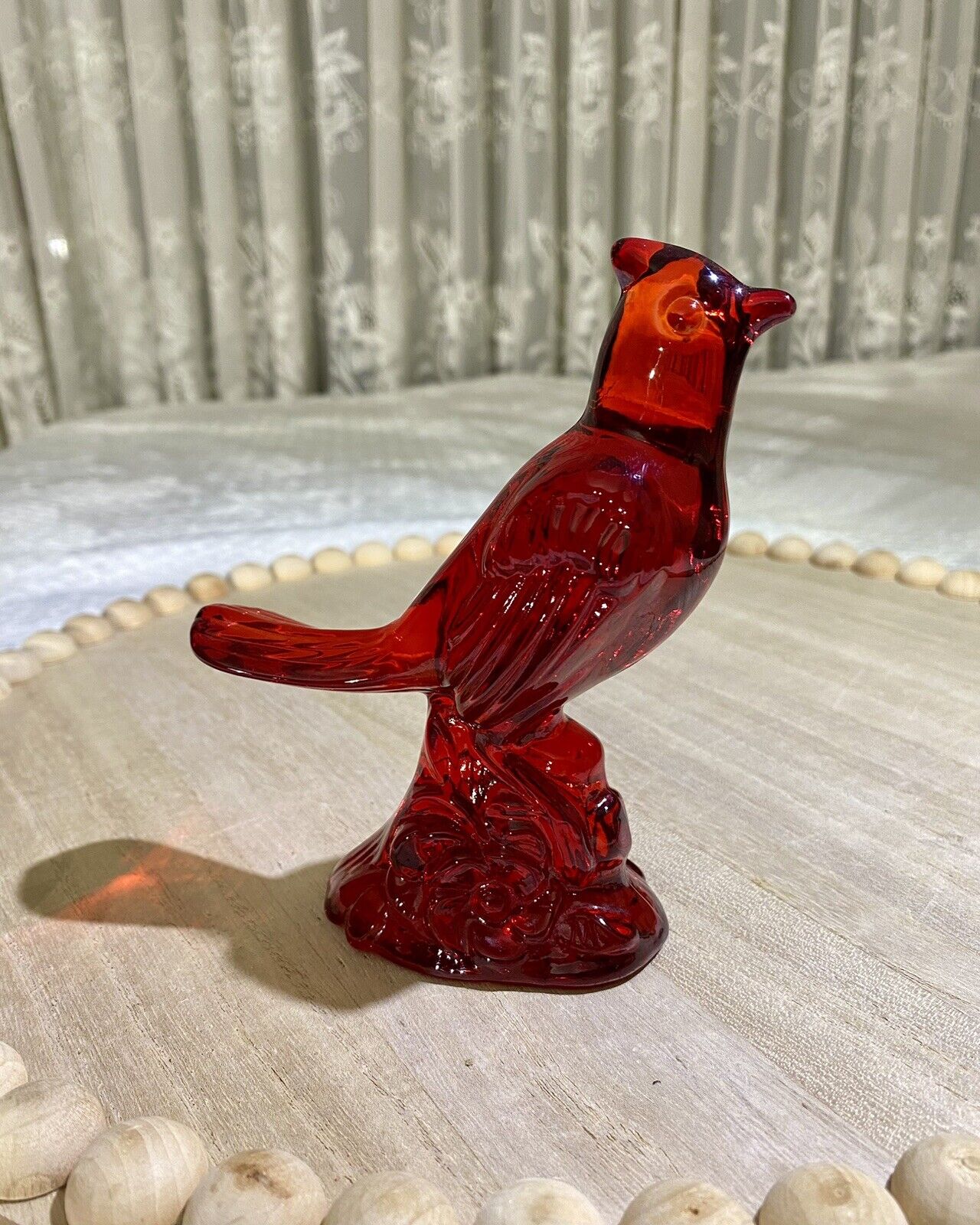 MOSSER - Vintage - Red Cardinal molded crystal figurine