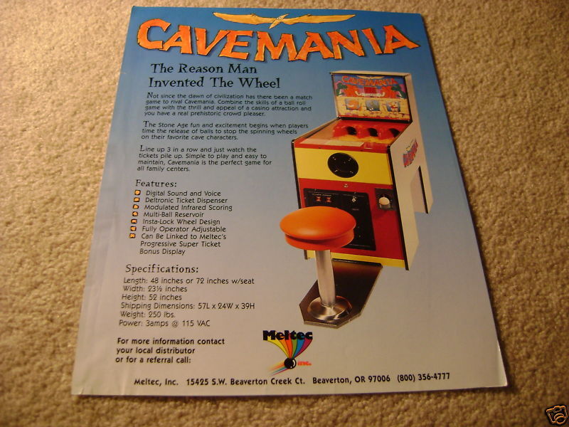 MELTEC cavemania arcade flyer 