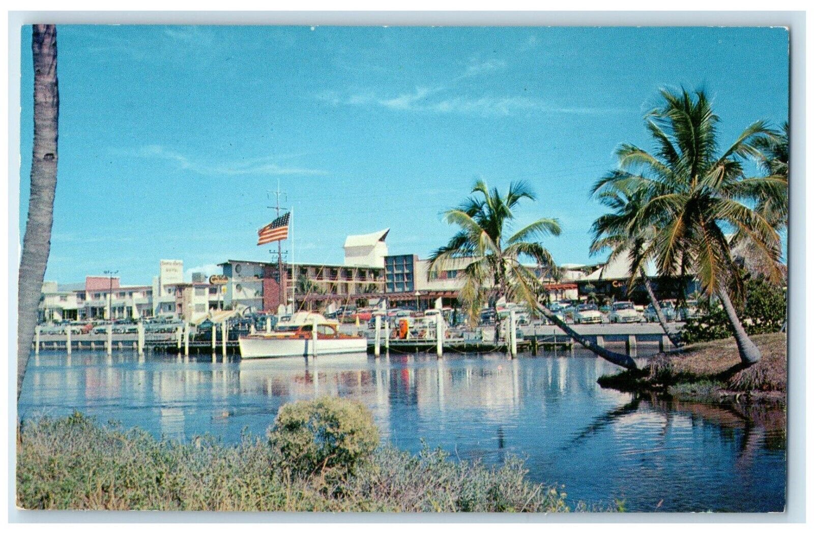 c1950\'s Motel Row As Seen Across Indian Creek Miami Beach Florida FL Postcard
