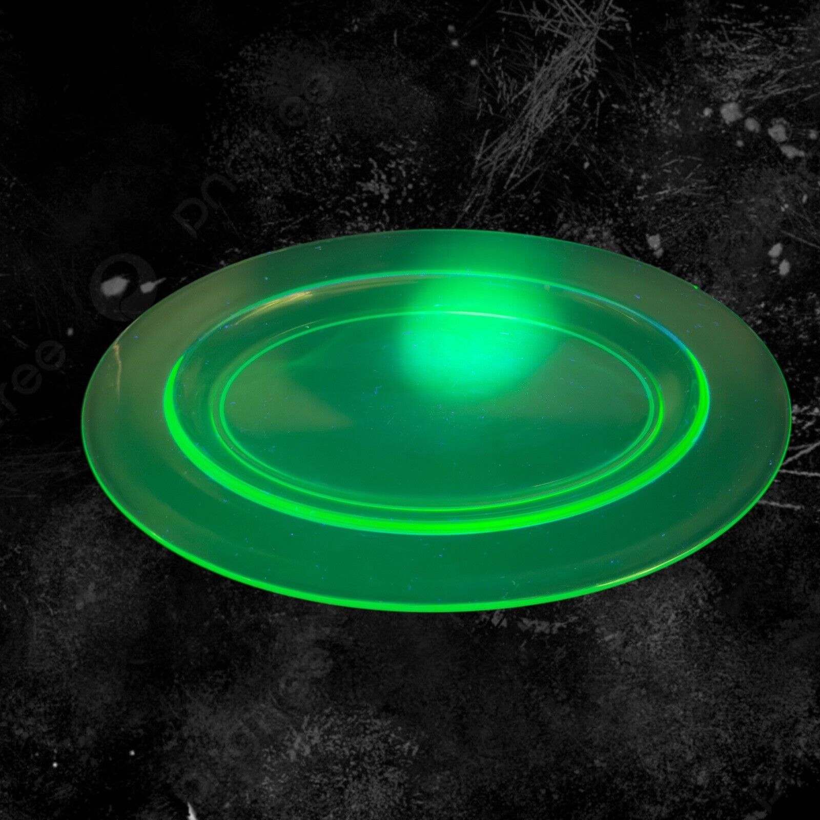 1960s Long Uranium Green Depression Glass Tray Dish Large Glass UV Glow 15”Long