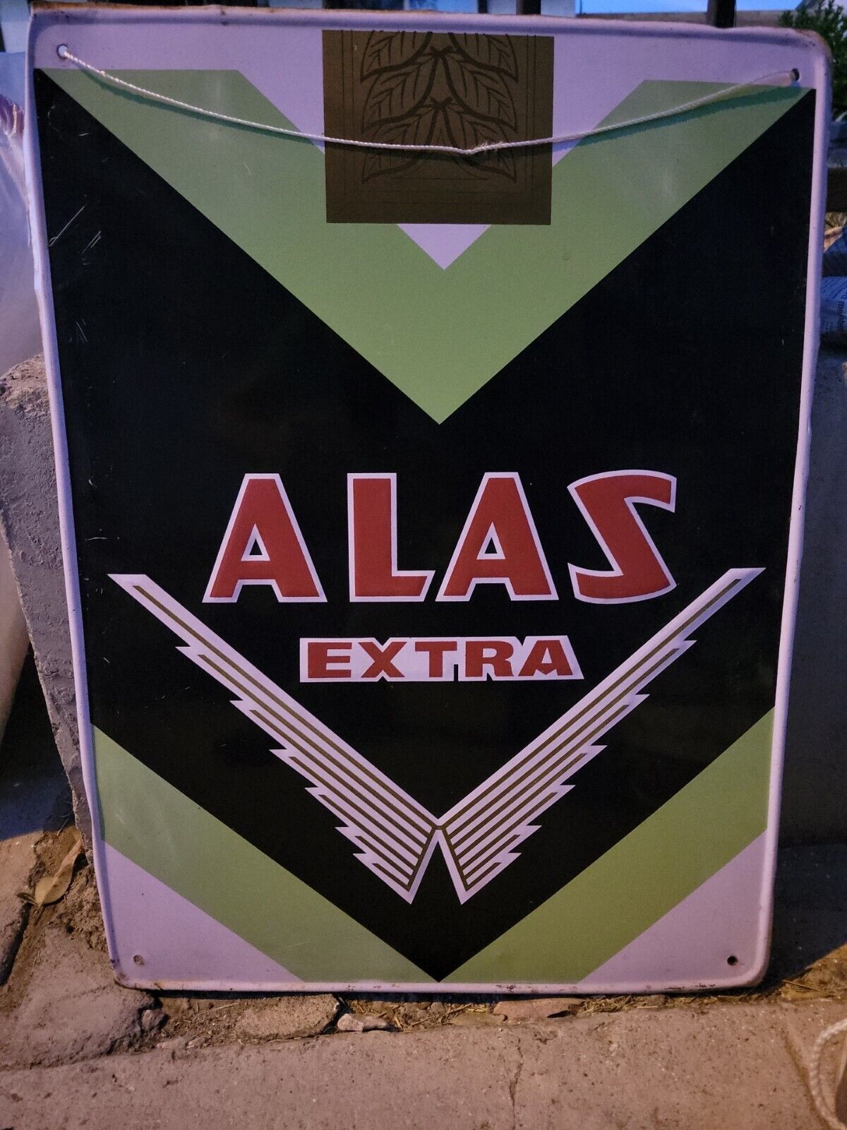 Rare Alas Extra Wing Cigarette Metal Sign 24x18 Inch