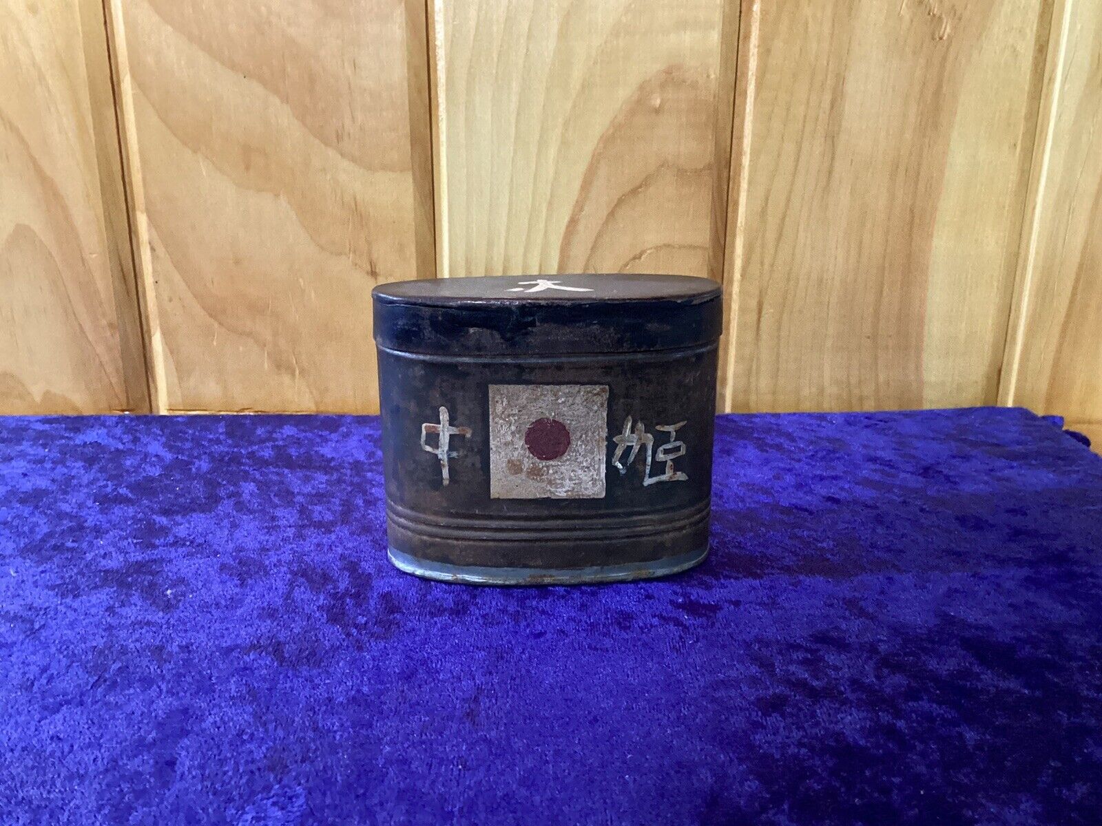 WW2 JAPANESE RATION CAN - WITH HAND PAINTED KANJI AND