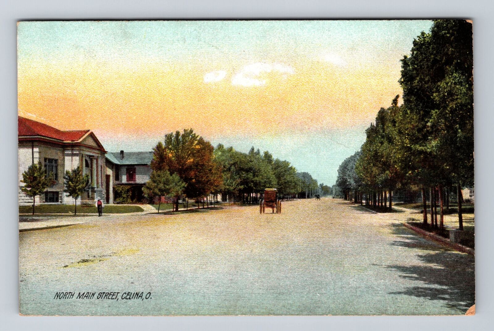 Celina OH-Ohio, Scenic View North Main Street, Antique Vintage Postcard