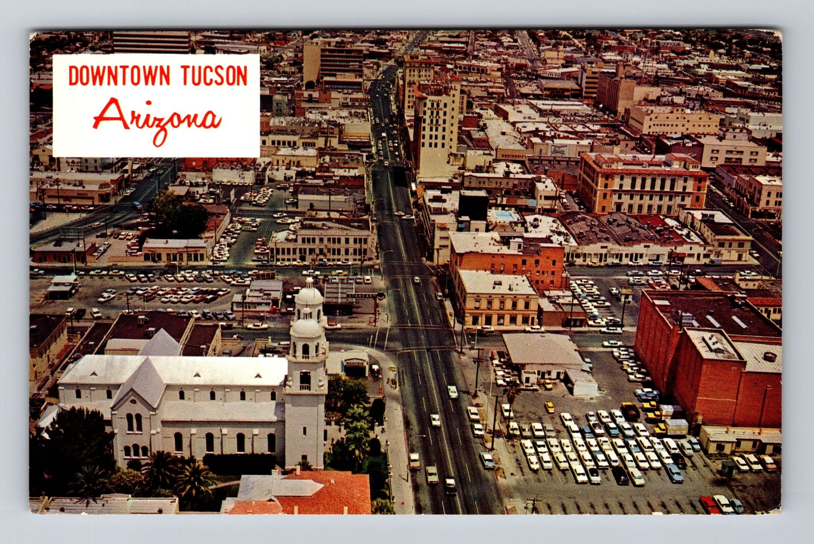 Tucson AZ-Arizona, Aerial Downtown Area, Antique, Vintage Postcard