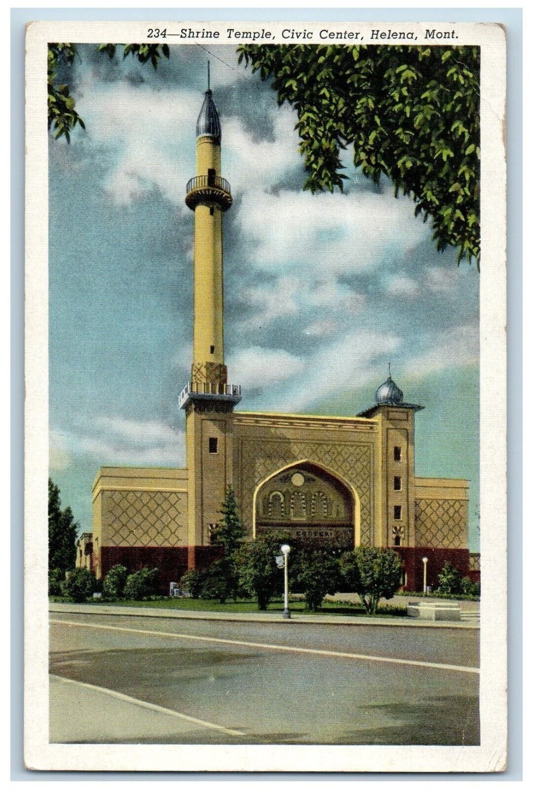 Helena Montana Postcard Shrine Temple Civic Center Building 1946 Vintage Antique