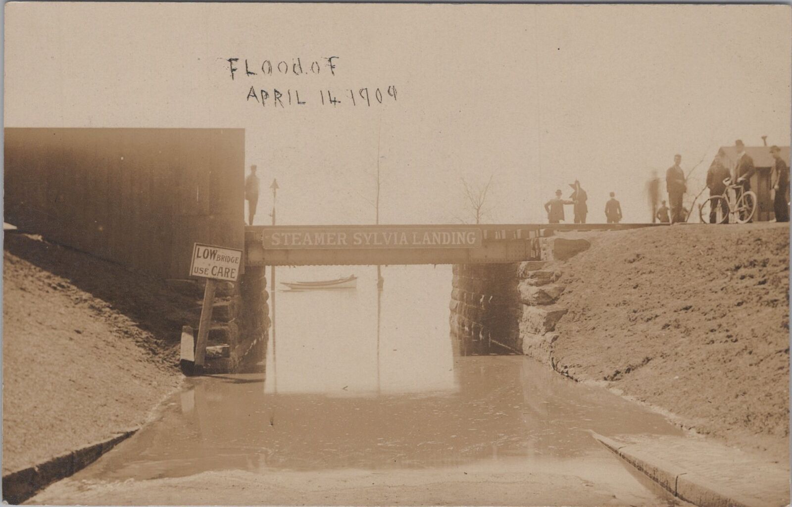 Steamer Sylvia Landing 1904 Flood Bridge Merrick Massachusetts RPPC Postcard