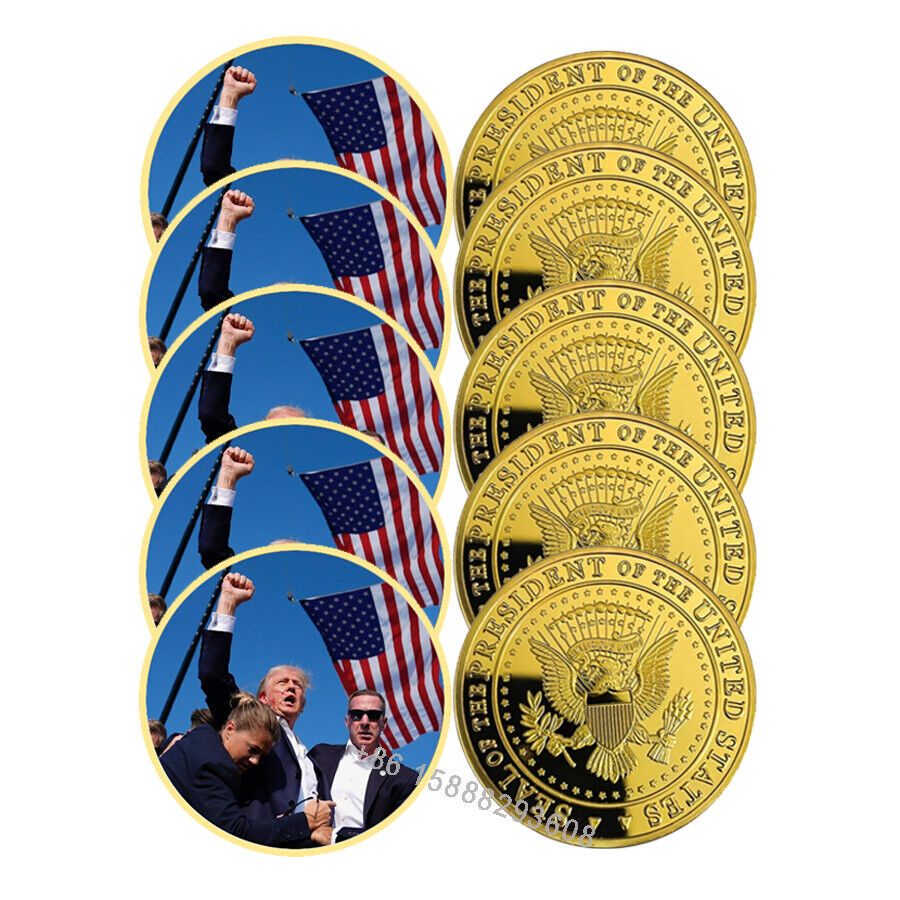 10pcs gold plated Coin 2024 Donald Trump President Shooting Makes Me Stronger