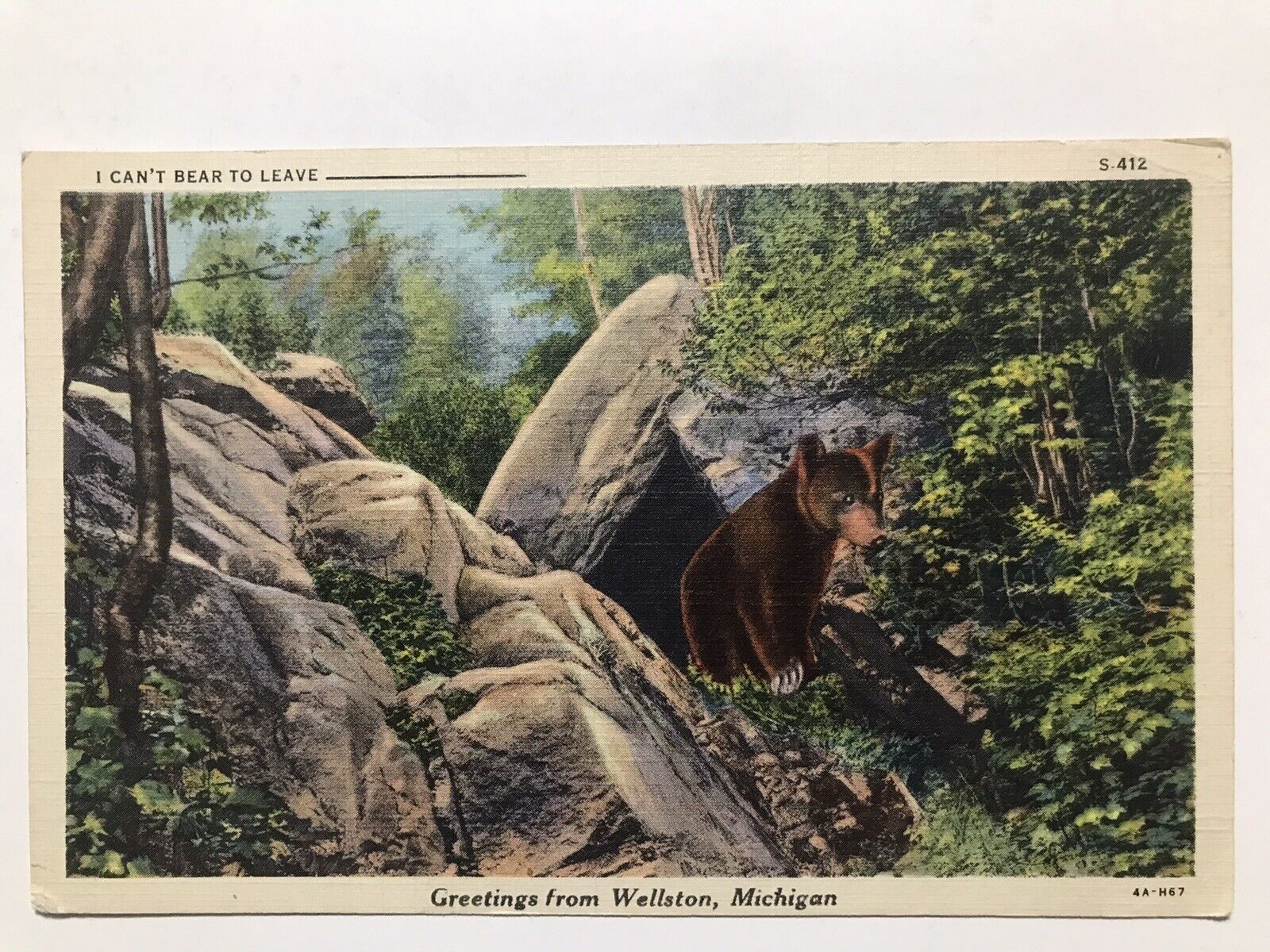 1940 Greetings From Wellston Michigan Postcard