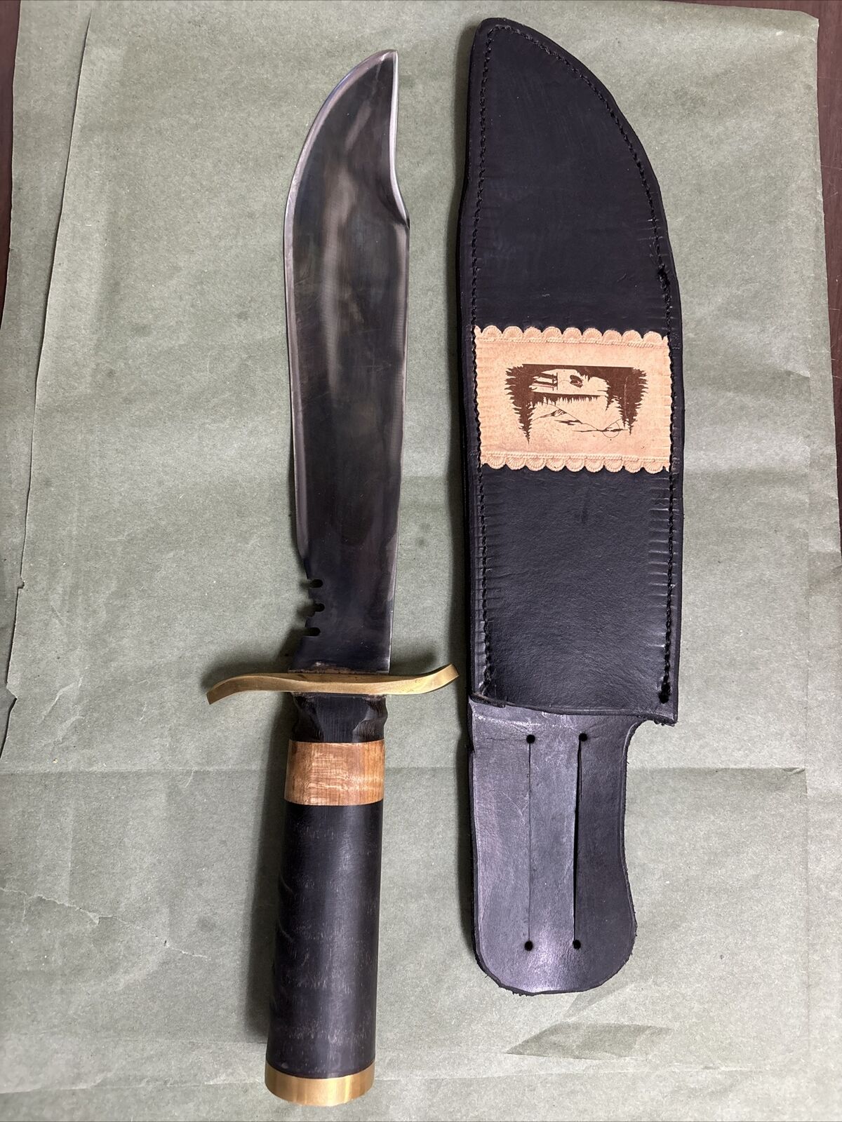 Gun-Blued High- Carbon Steel Bowie Knife, Antelope & Curly Maple Hilt W/Sheath