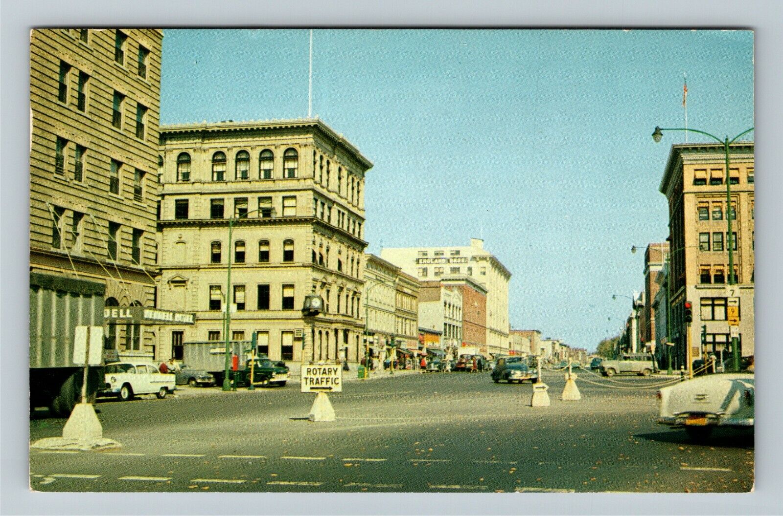 Pittsfield MA-Massachusetts Looking At North Street Shops c1956 Vintage Postcard