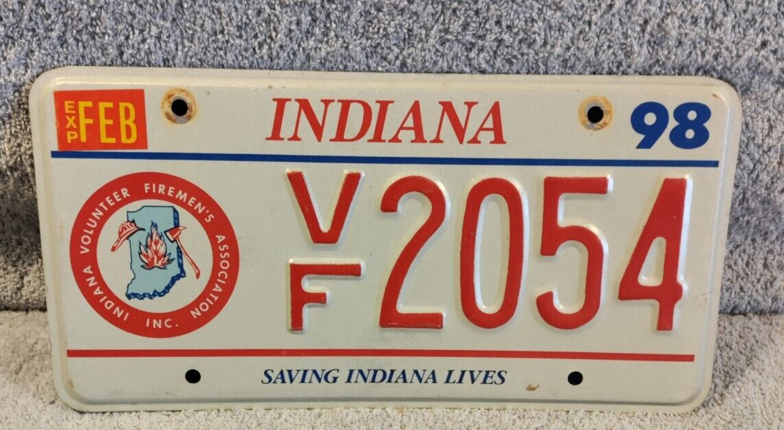 1998 Indiana Volunteer Firefighter Association License Plate - VF 2054