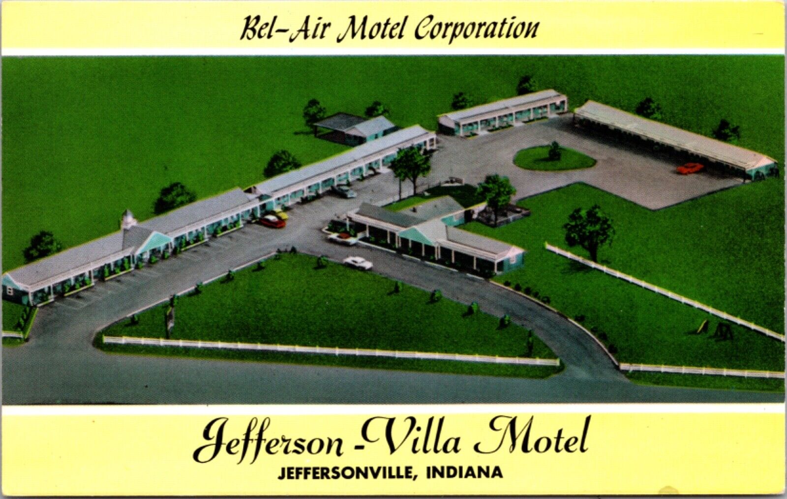 Postcard Jefferson-Villa Motel Highways 62 & 3 in Jeffersonville, Indiana