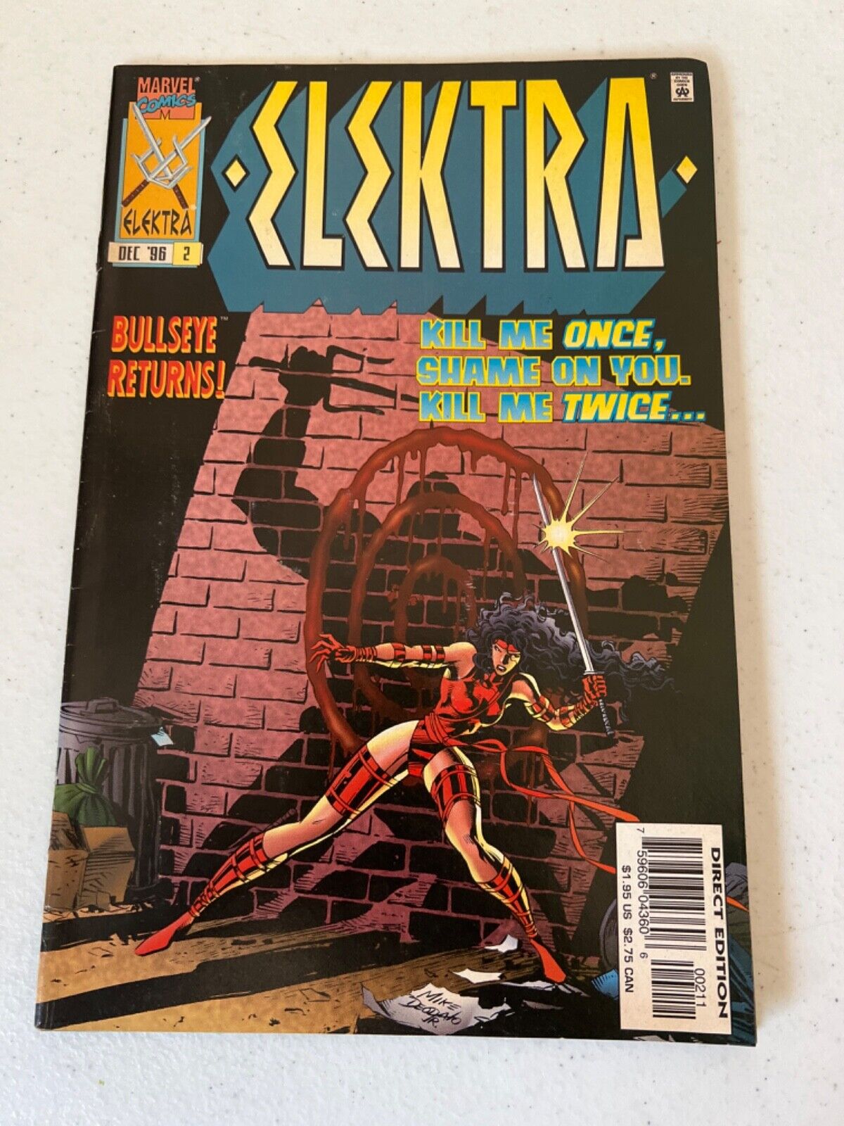 Elektra Vol 1 No 2 Dec 1996 Marvel Comic Book Bullseye Returns