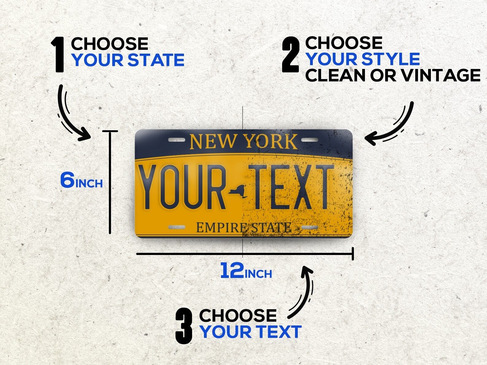 Custom State License Plate | Personalized 50 States | Vintage or Modern | 12\