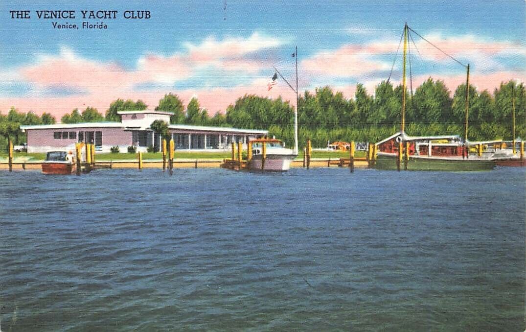c1930s-40s Venice Yacht Club Linen Venice Florida FL P396