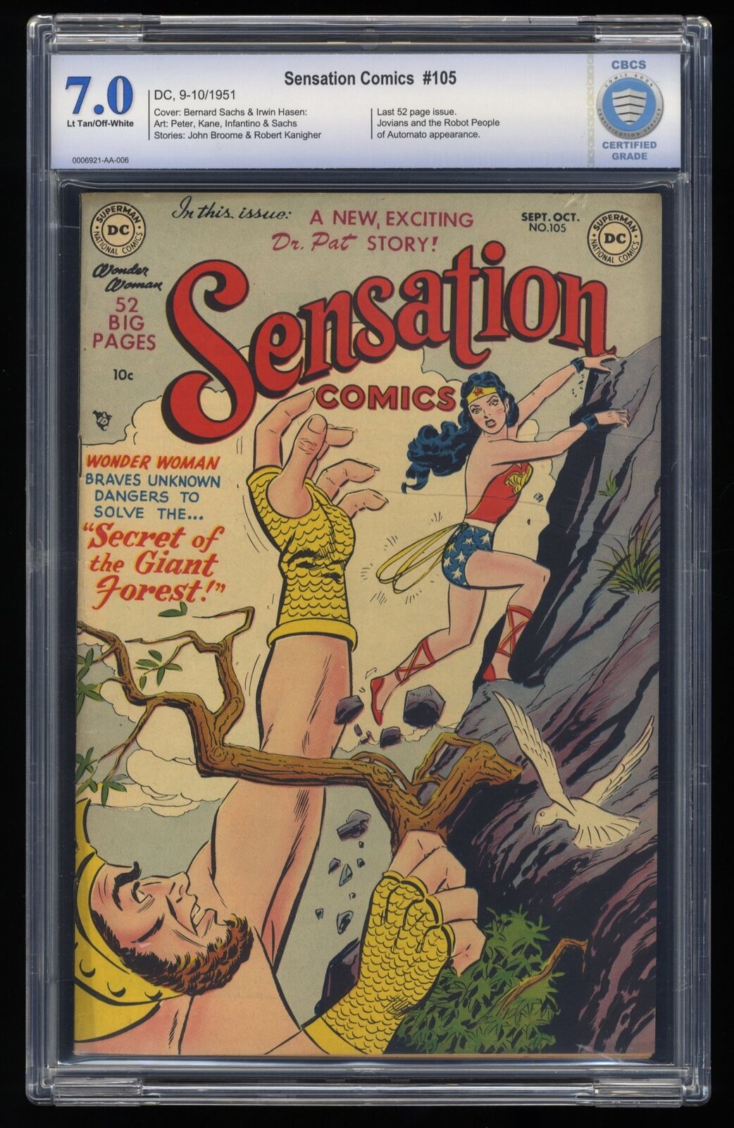 Sensation Comics #105 CBCS FN/VF 7.0 Last 52 Page Issue Wonder Woman DC Comics