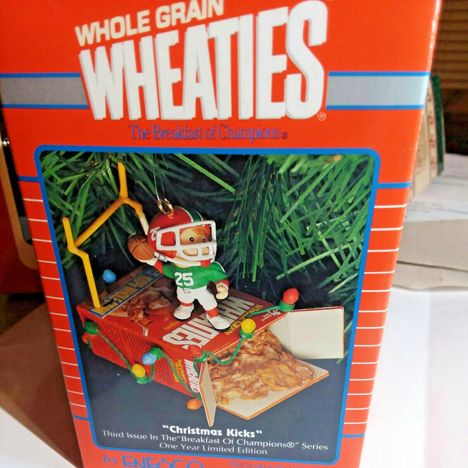 Wheaties Christmas Kicks Ornament Ltd Ed 3rd Issue Breakfast of Champions 1993
