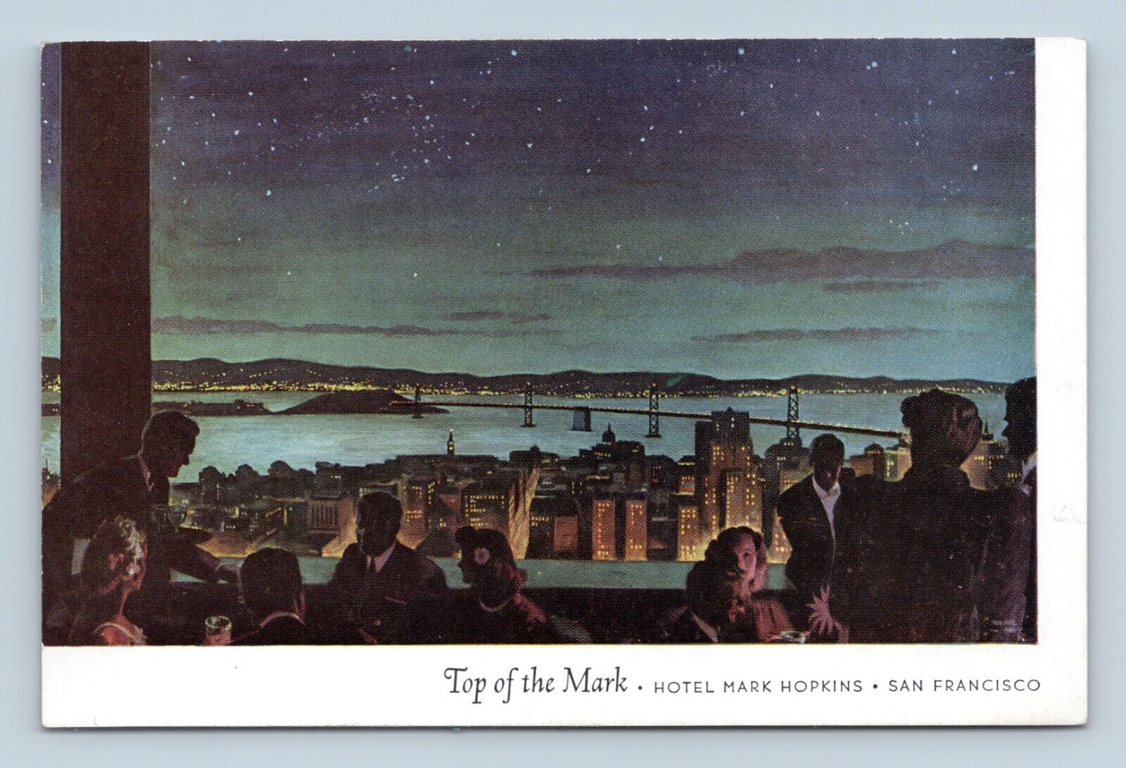 Top of the Mark Night View San Francisco CA California UNP Chrome Postcard N11