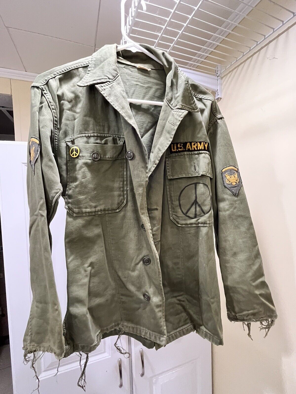 Vintage 1970s US Army OG 107 Cotton Sateen Combat Shirt / Jacket