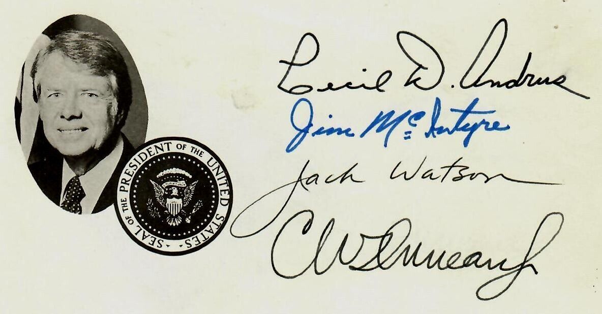 VERY RARE “Jimmy Carter's Advisors” Hand Signed (X4) Presidential Envelope