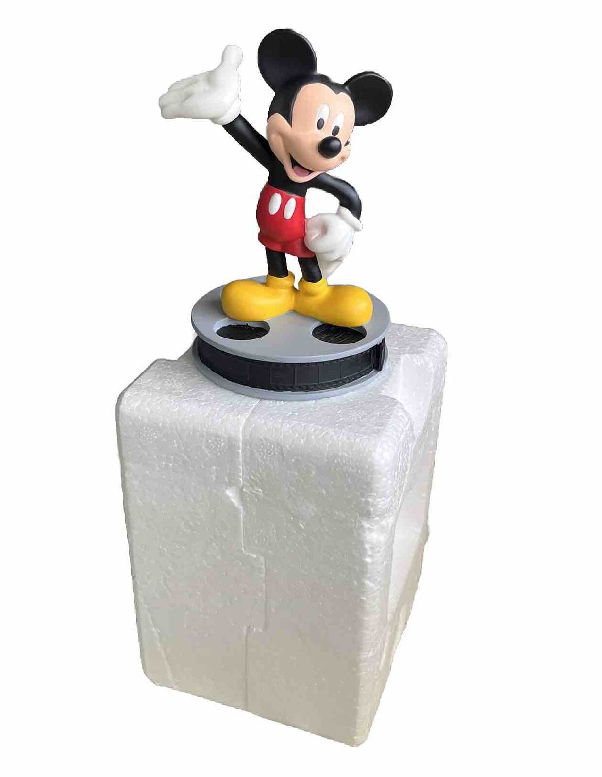 Vintage Mickey Mouse Figurine Standing on Movie Film Reel. Disney 1999