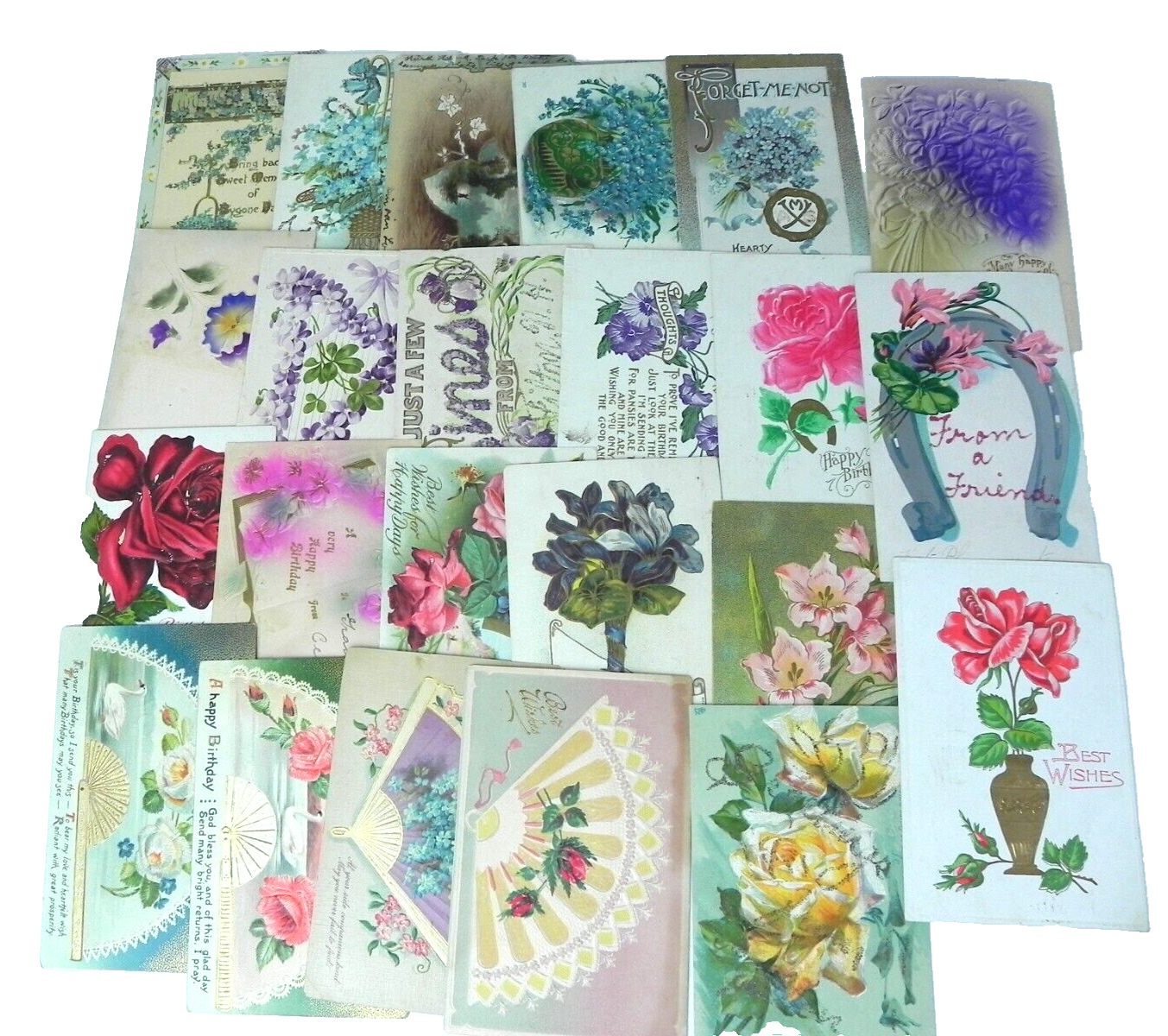 Vintage Embossed Postcards Birthday Best Wishes Lot of 23