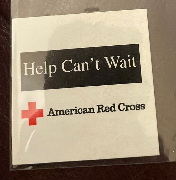 Vintage American Red Cross “Help Can’t Wait” Bumper Sticker.