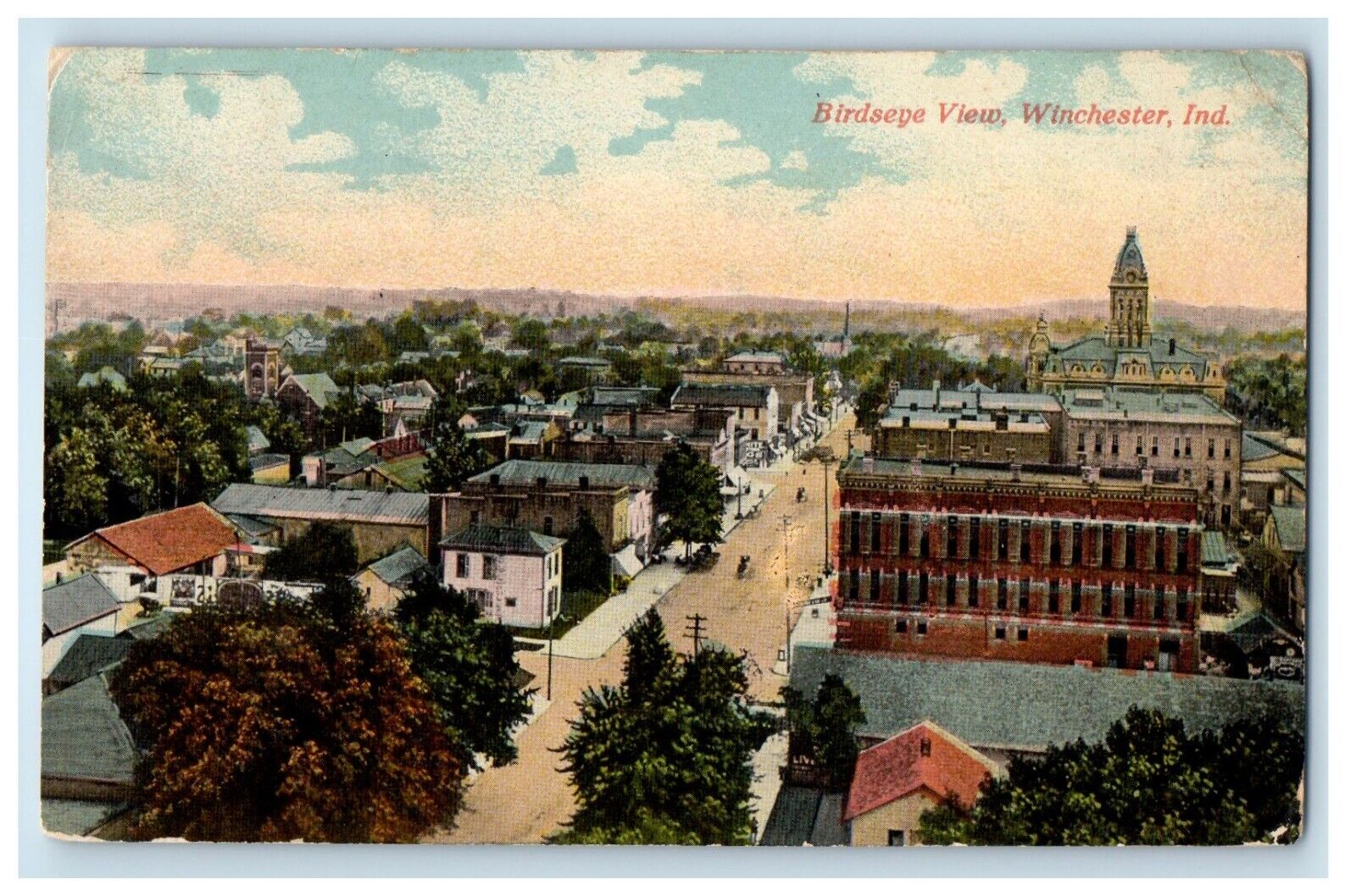 1916 Bird's Eye View Of Winchester Indiana IN Posted Antique Postcard