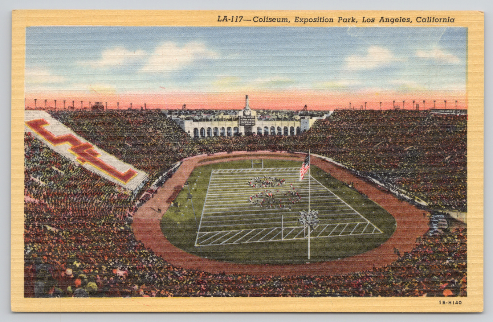 Los Angeles California Coliseum Exposition Park Linen Postcard