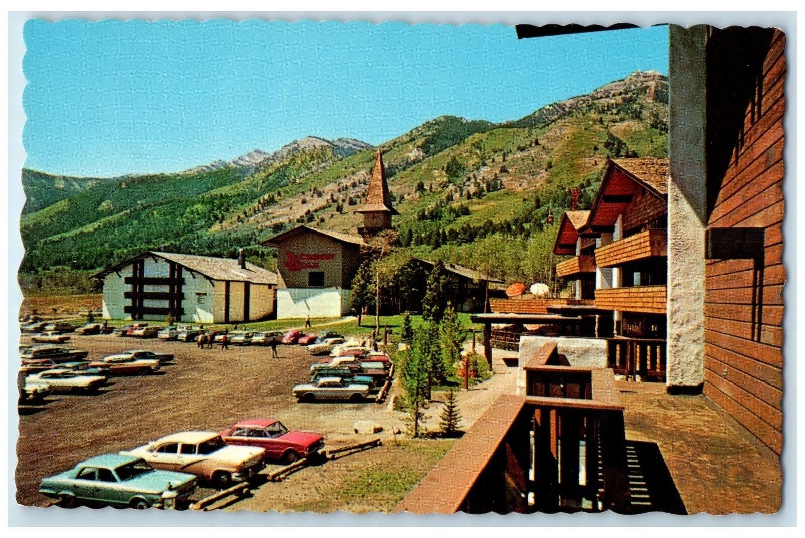 c1960s Panorama Of Teton Village House Exterior Jackson Hole Wyoming WY Postcard