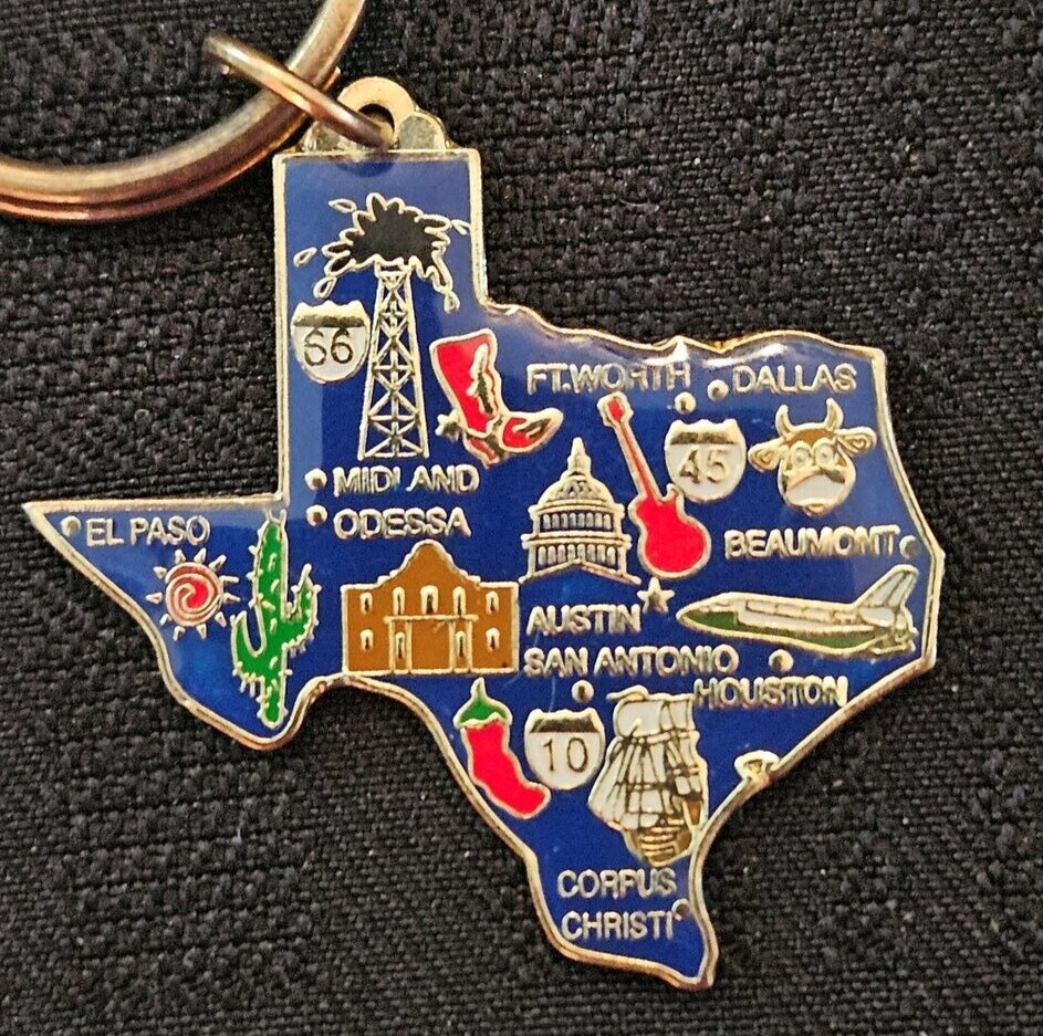 TEXAS Souvenir El Paso Dallas Austin Midland Odessa Houston Corpus keychain