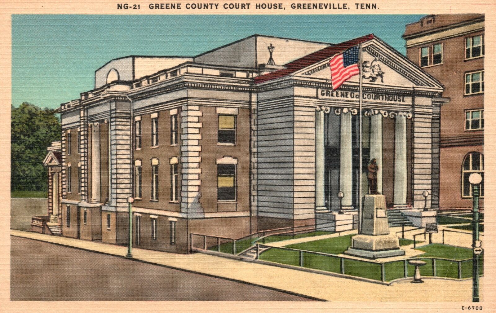 Vintage Postcard 1920\'s View Greene County Court House Greeneville Tennessee TN
