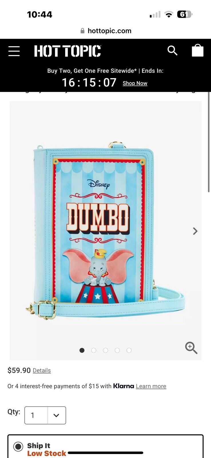 Brand New Loungefly Disney Dumbo Book Convertible Crossbody Bag & Wallet Set NWT