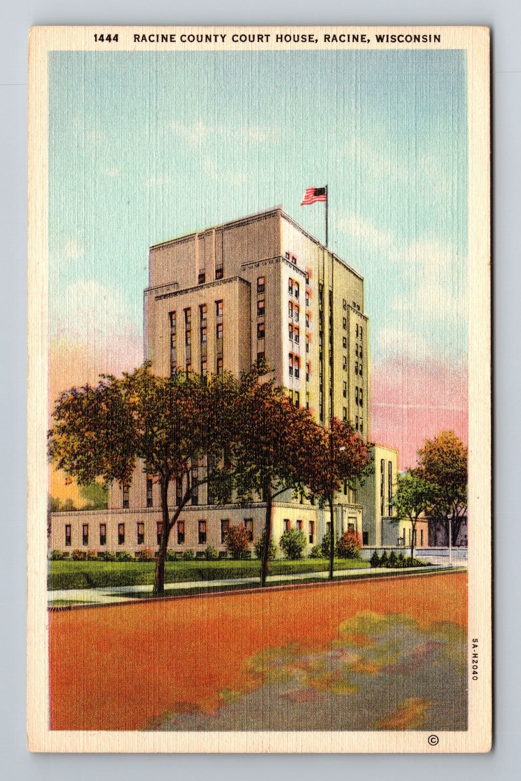 Racine, WI-Wisconsin, County Court House Antique, Vintage Souvenir Postcard