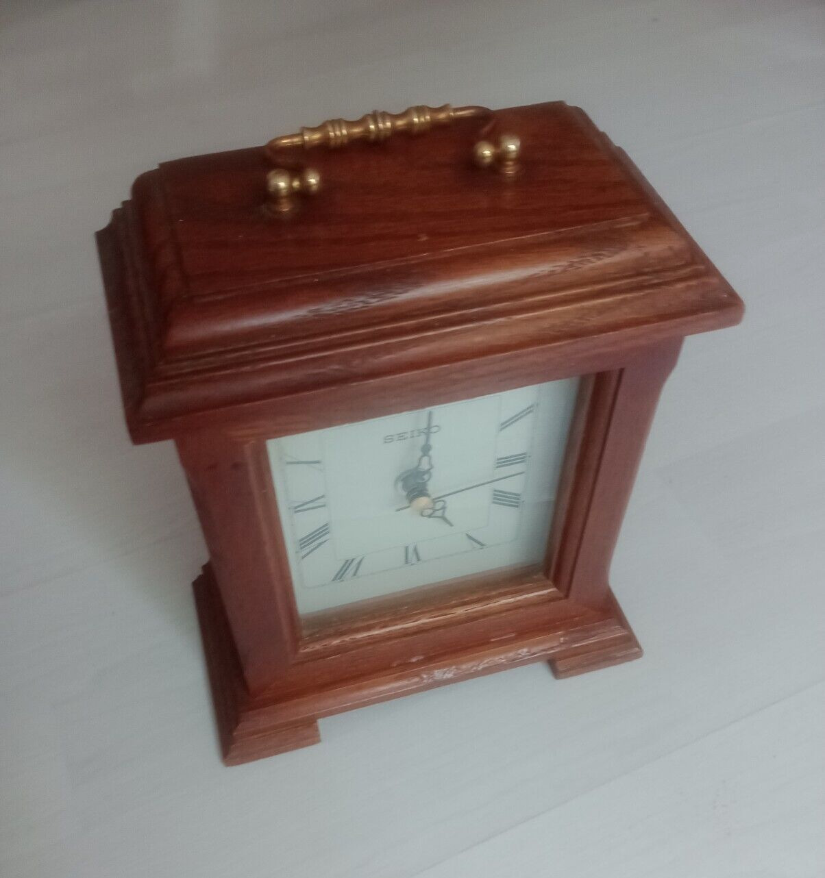 Seiko Wooden Mantel, Desk Or Table Quartz Clock QXG337BLH KAZE
