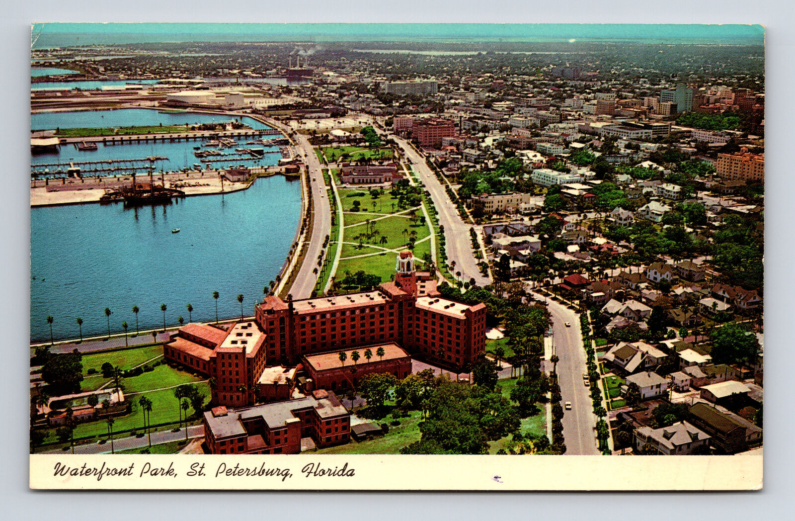 1967 Aerial View Waterfront Park Vinoy Park Hotel St. Petersburg FL Postcard