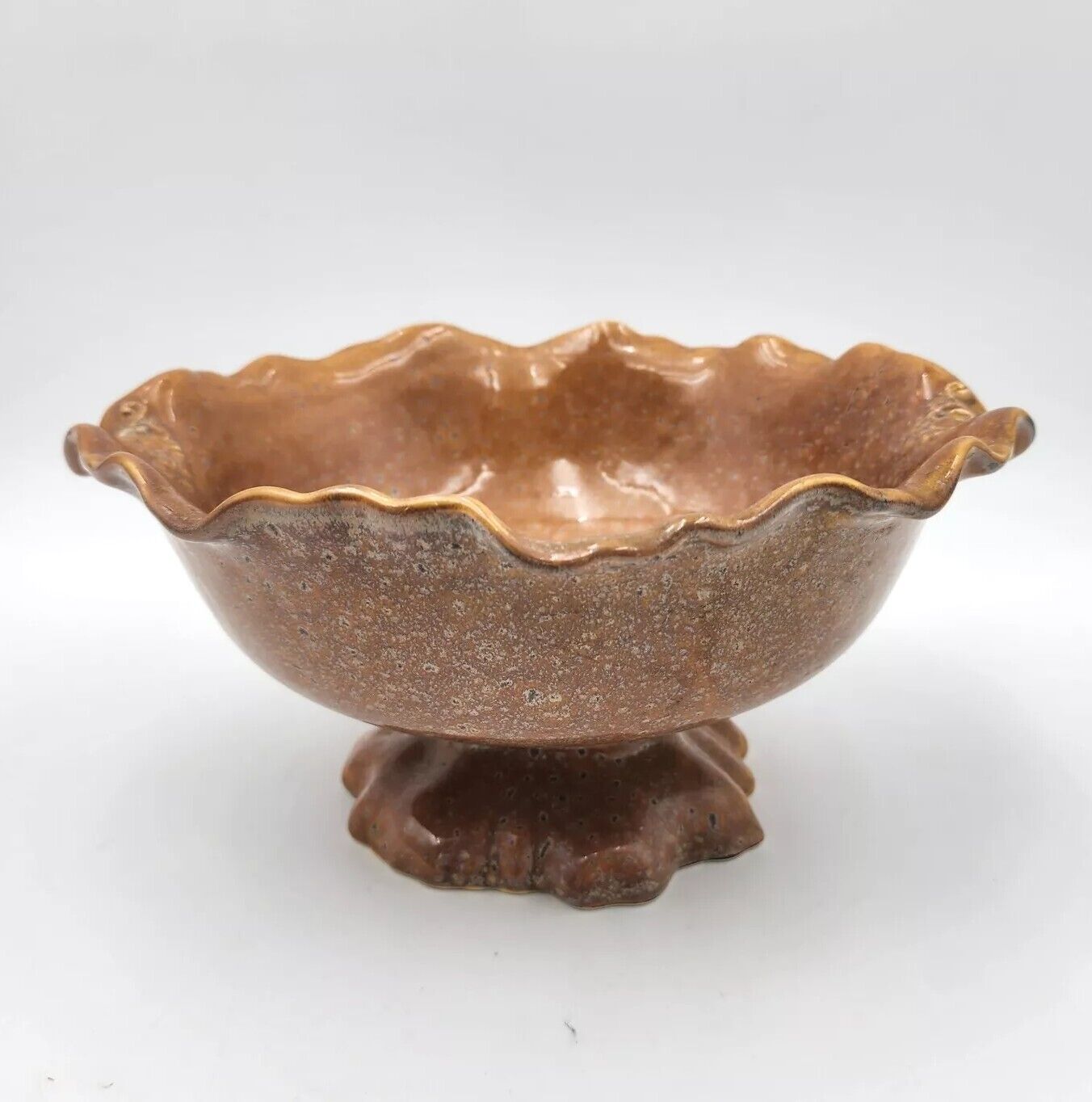 Vintage Ceramic Pedestal Fruit Console Serving Bowl Glazed 11\