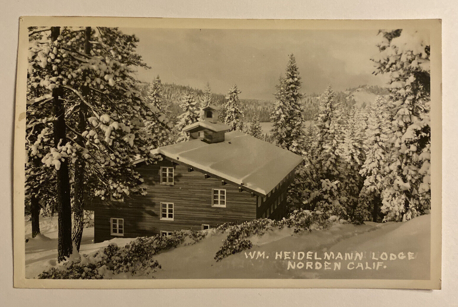 Vintage Postcard RPPC WM Heidelmann Lodge, Norden, CA