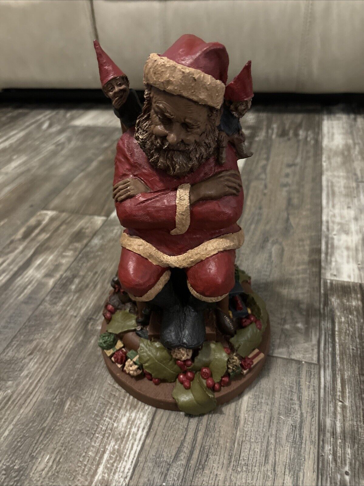Vintage Thomas Clark Nip & Tuck & Santa Gnome Figurine 1987 Christmas