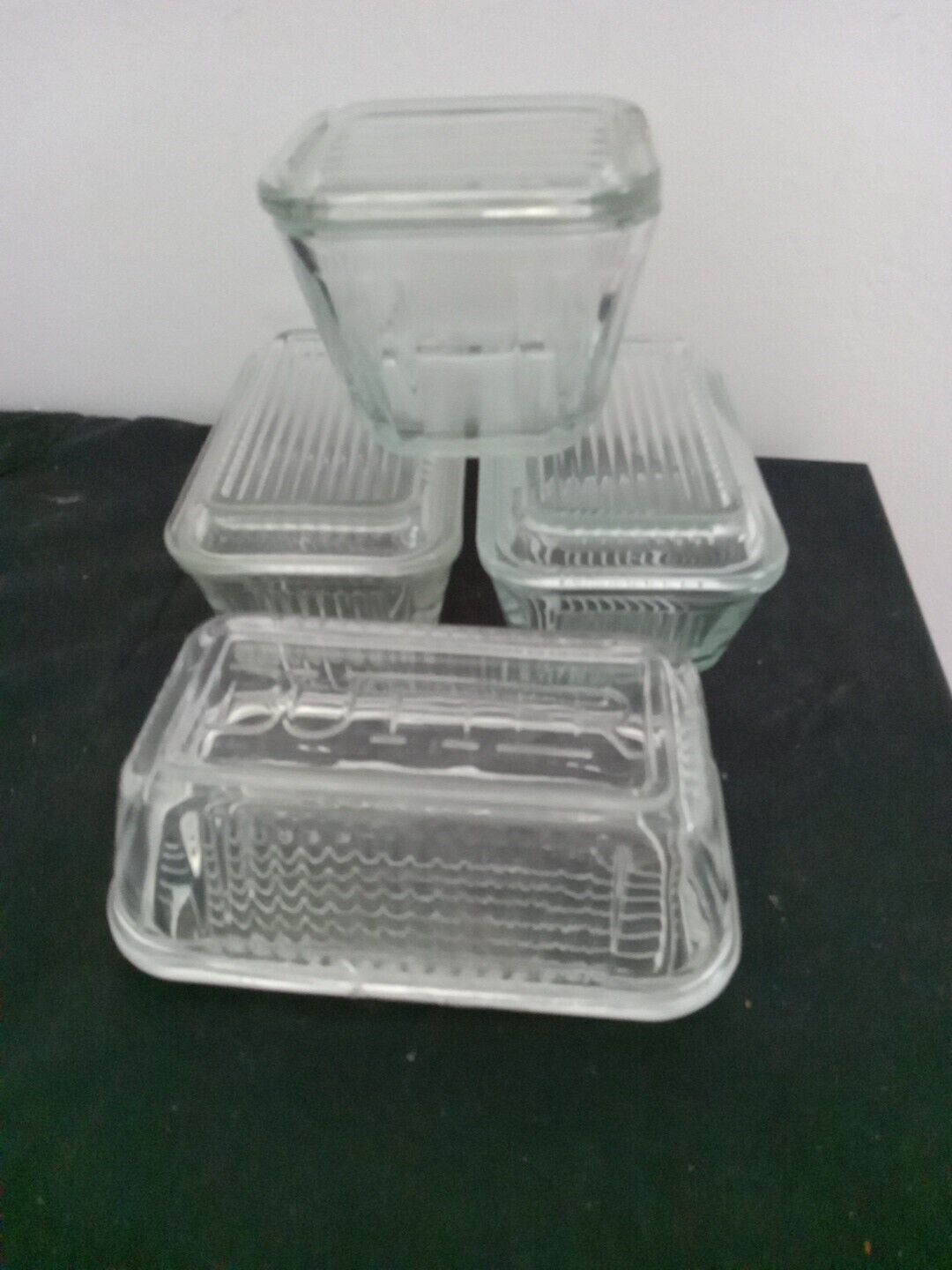 Vintage Federal Glass Refrigerator Containers Set of 4 Clear