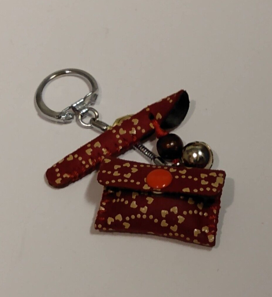 Miniature Novelty Cloth Coin Pocket Keyring Charm Accessory