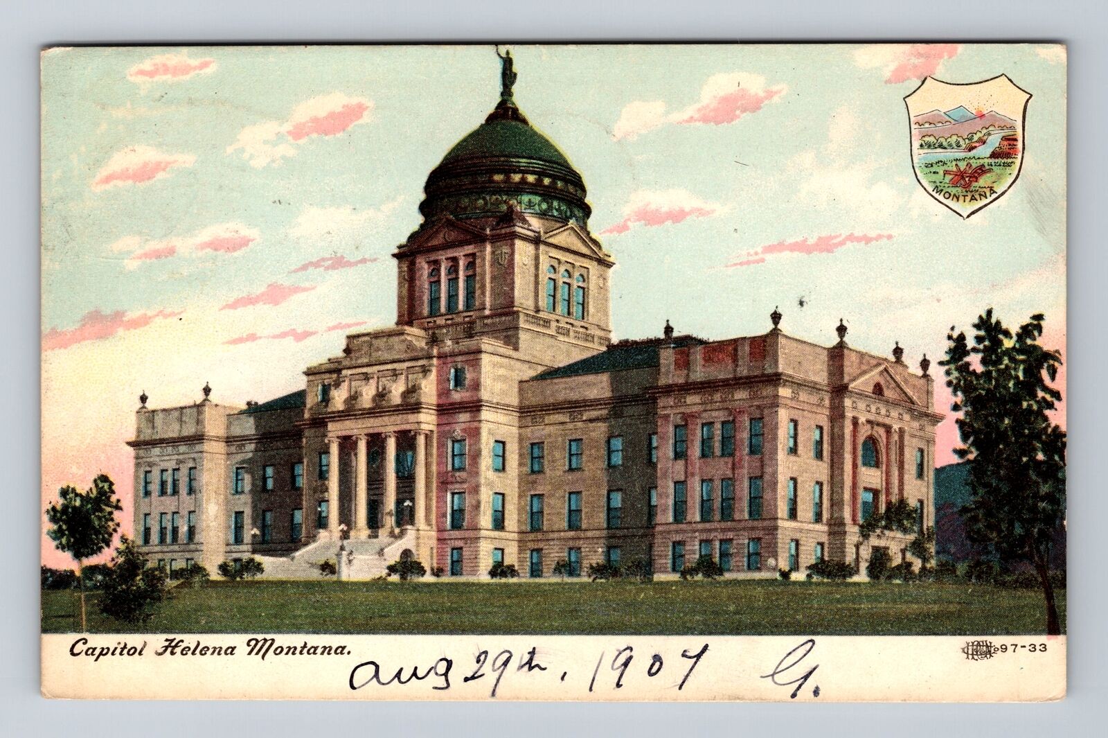 Helena MT- Montana, Capitol, Antique, Vintage c1907 Postcard