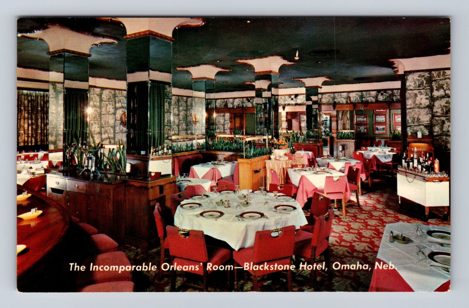 Omaha NE-Nebraska, Incomparable Orleans Room, Blackstone Hotel Vintage Postcard