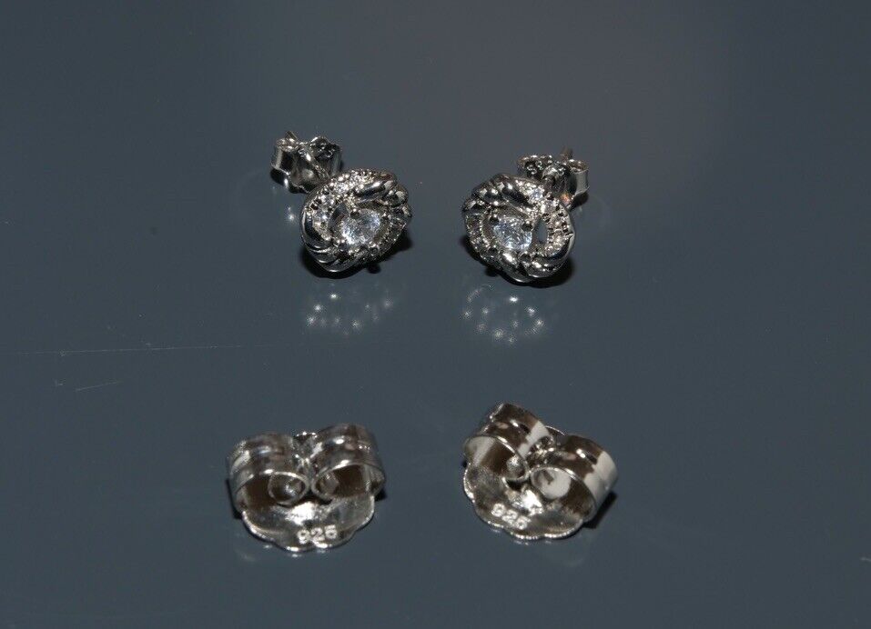 David Yurman Sterling Silver 925 Infinity Crossover Stud and Diamonds Earrings