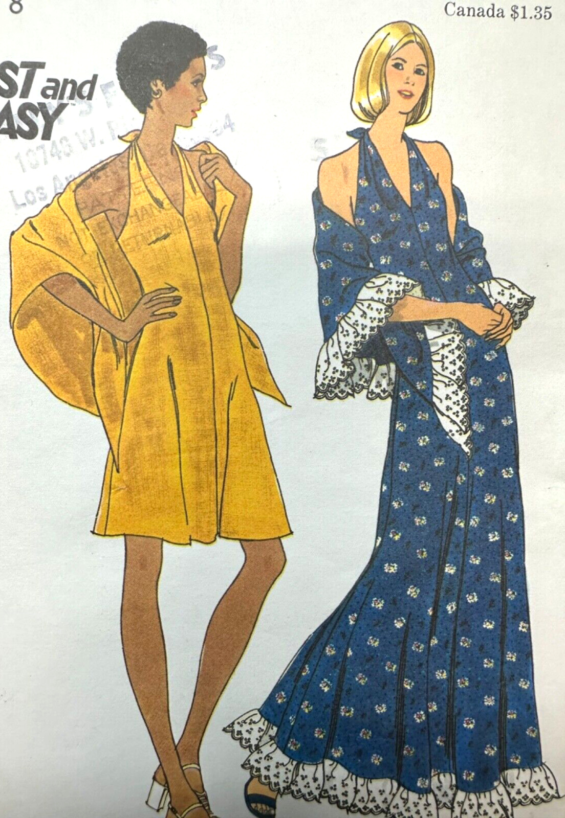 Vintage 1970s Pattern HALTER DRESS MINI MAXI with Shawl Butterick 3678 Sz8 UNCUT