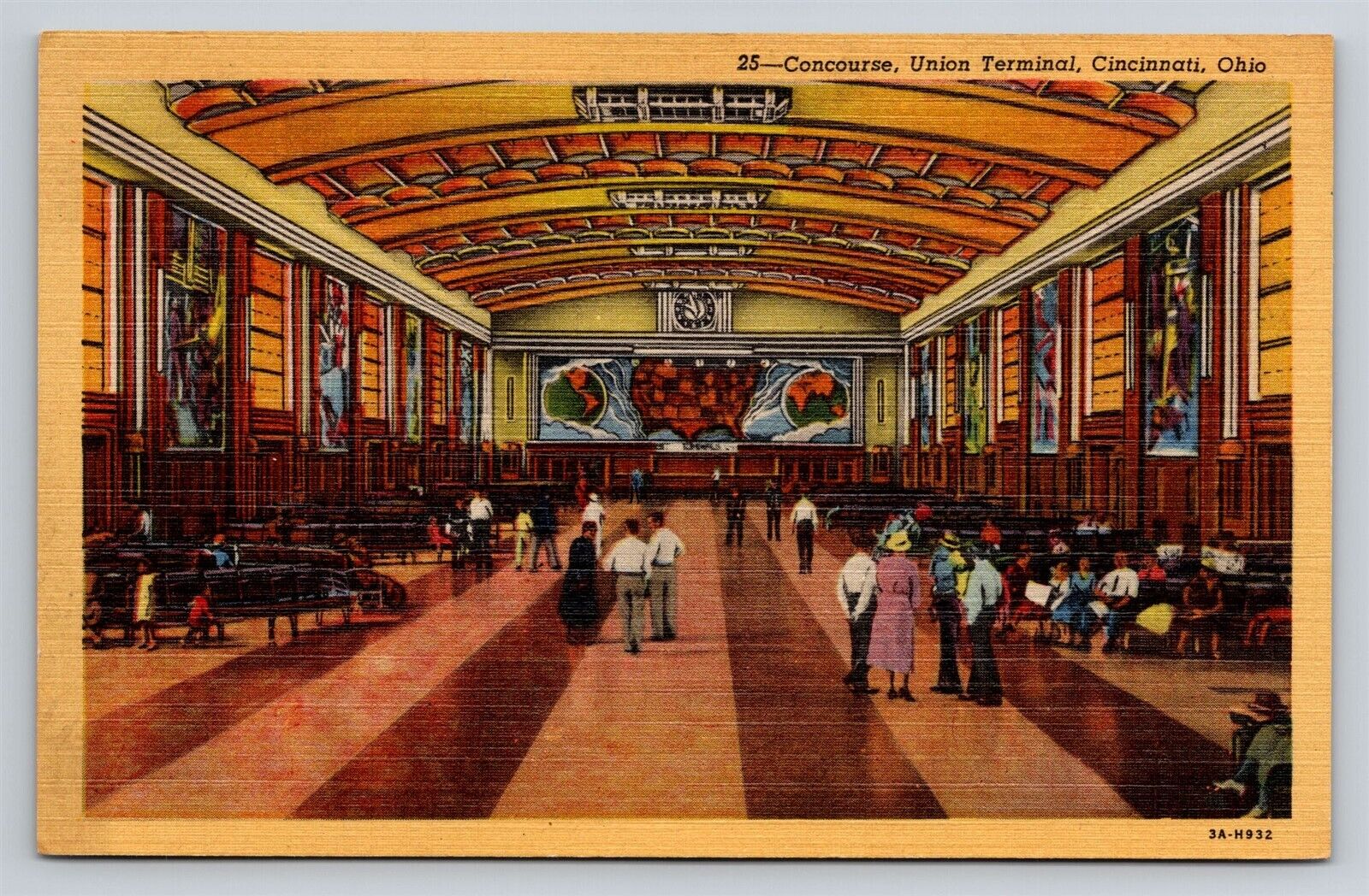 Cincinnati OH Ohio Union Terminal Concourse Vintage Postcard Interior View 