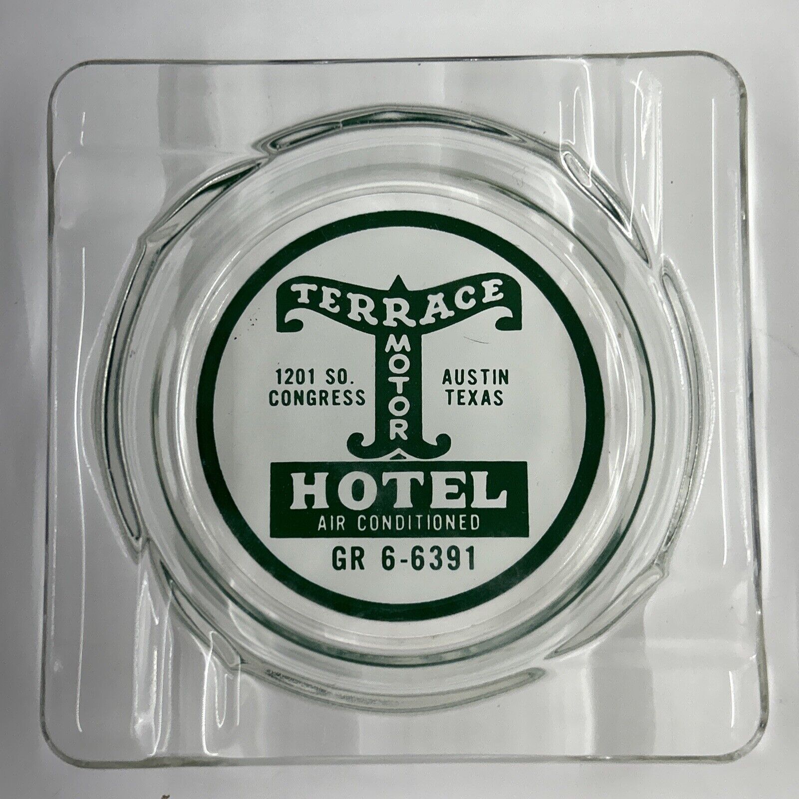 Vintage 1950s Terrace Motor Hotel Glass Ashtray Austin Texas South Congress
