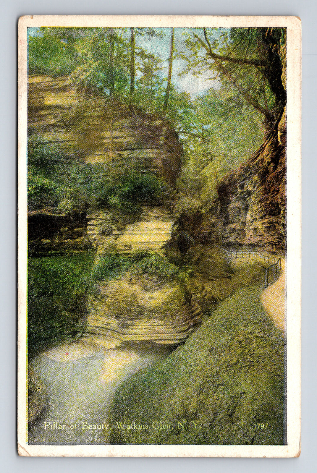 1927 Scenic View Pillar of Beauty Watkins Glen New York NY Geo V Millar Postcard