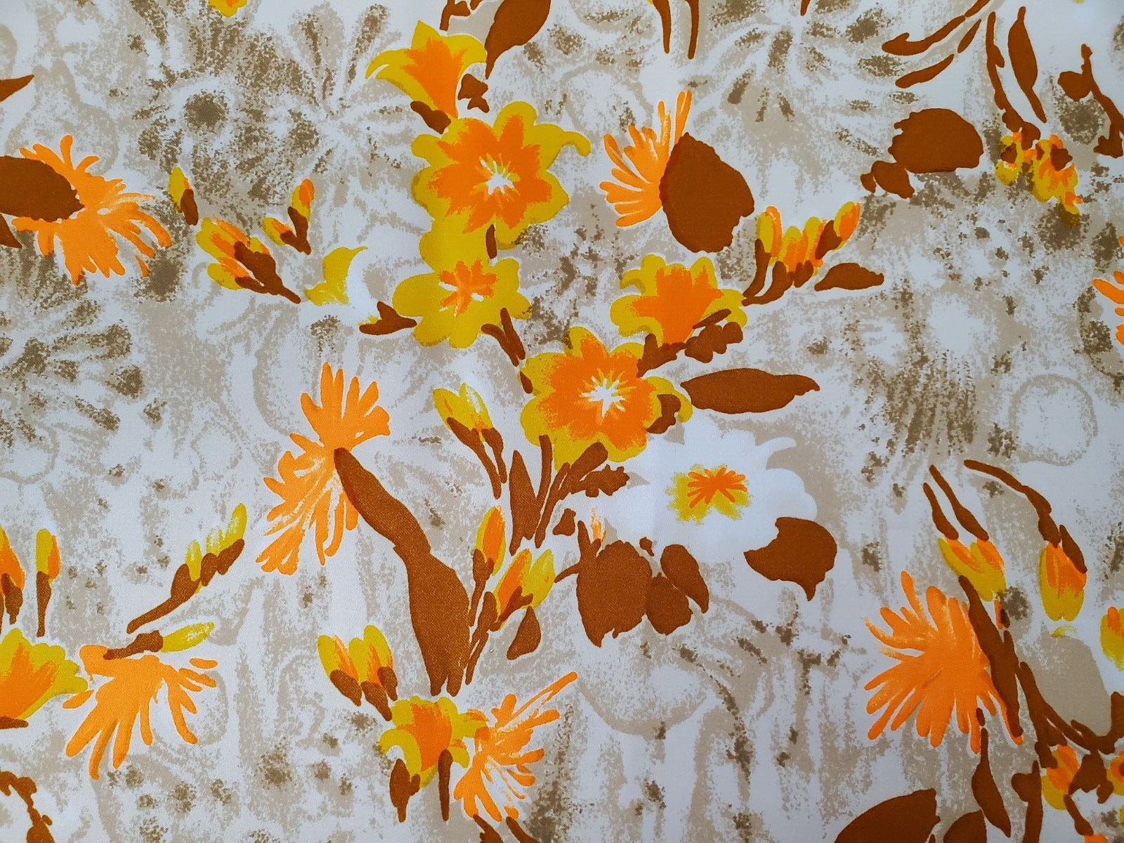 Vintage 70s Hawaiian Textiles Polyester Fabric MCM 4 Yards x 44